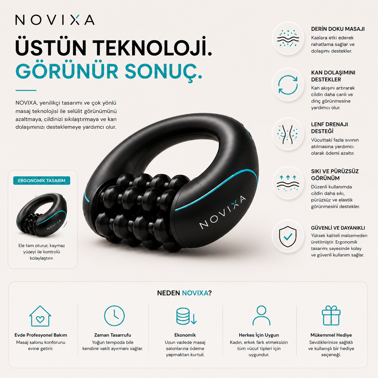 NOVIXA™ Premium Selülit Masaj Aleti | Derin Doku Vücut Masaj Cihazı